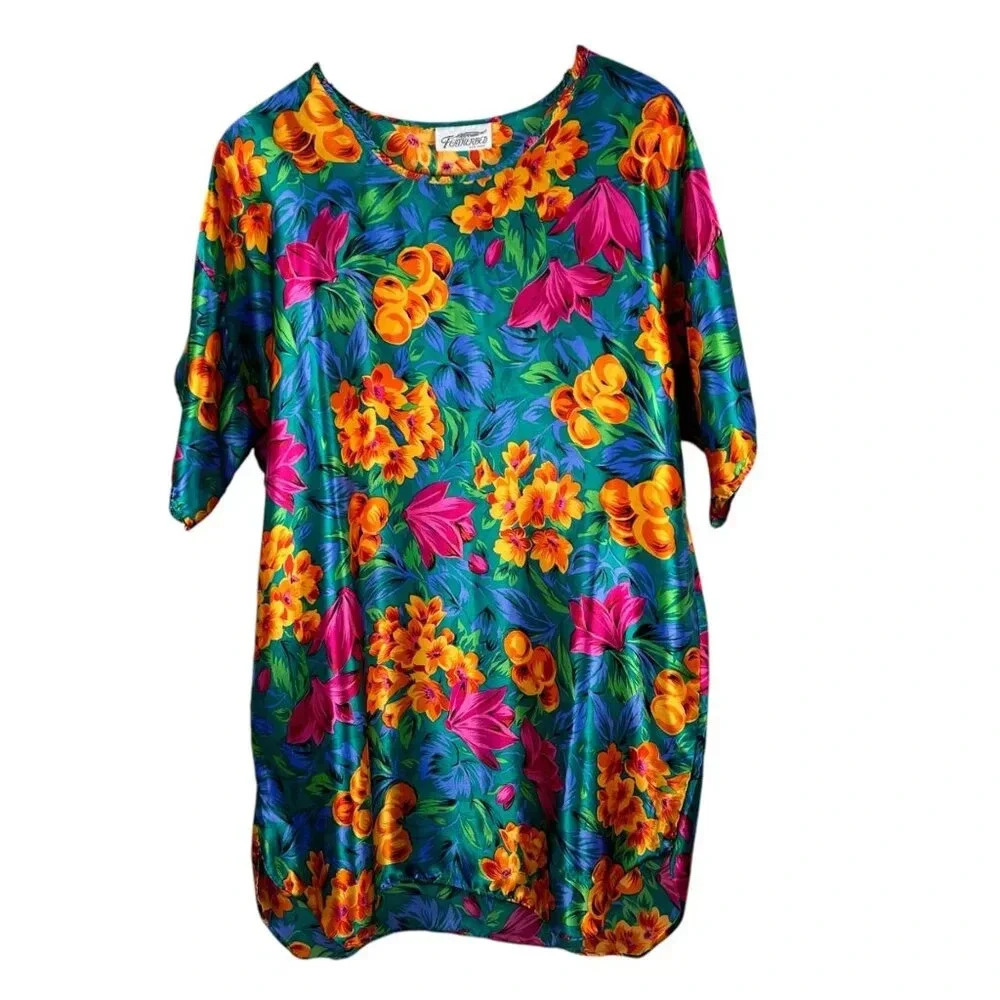 2/$30 Featherbed One Size Gown Floral Loungewear Beach Coverup Vintage